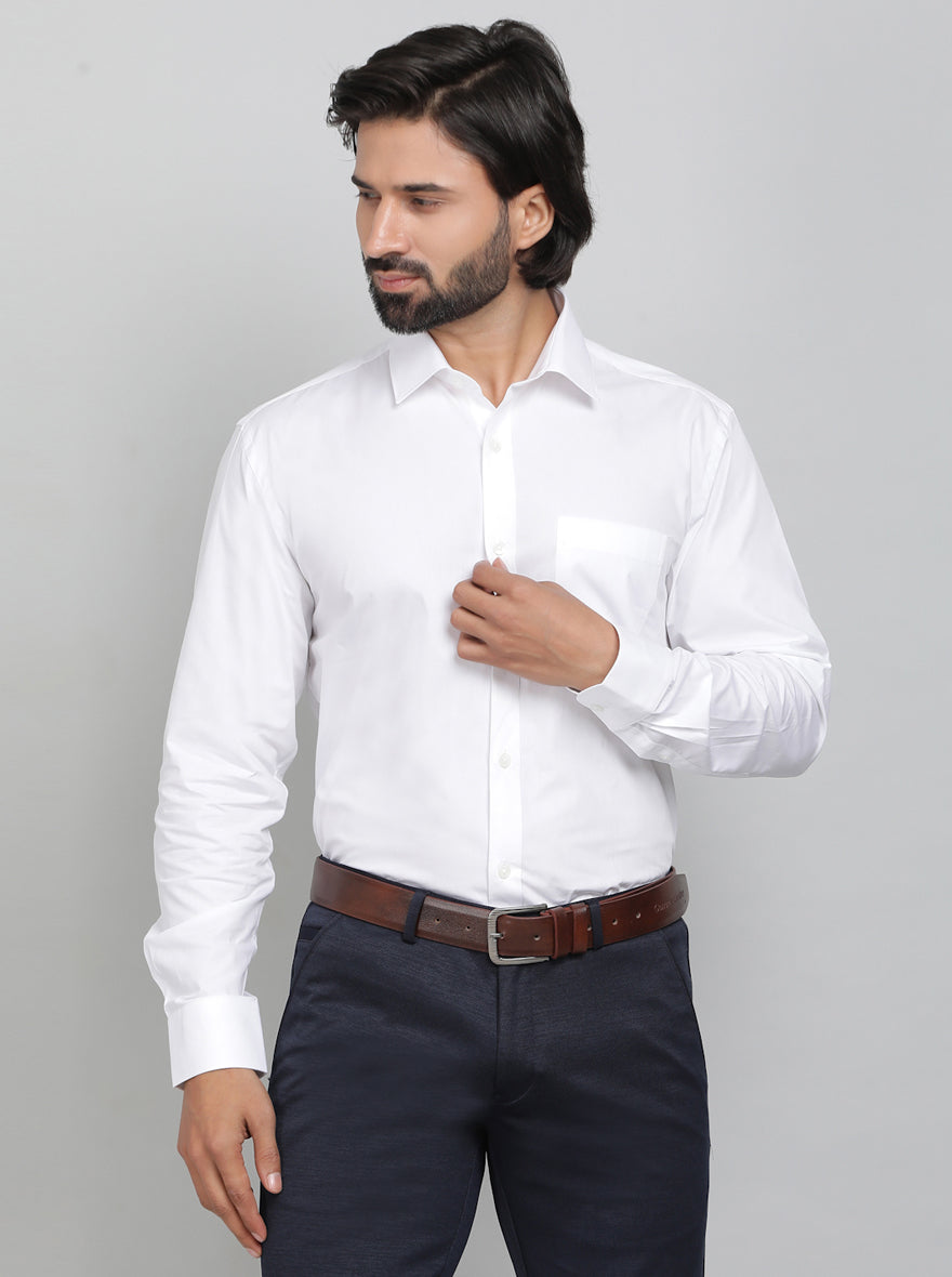 White Solid Regular Fit Formal Shirt | JadeBlue