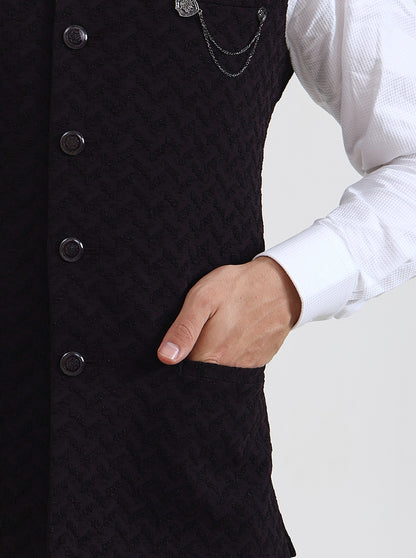 Wine Solid Regular Fit Waistcoat | JB Studio
