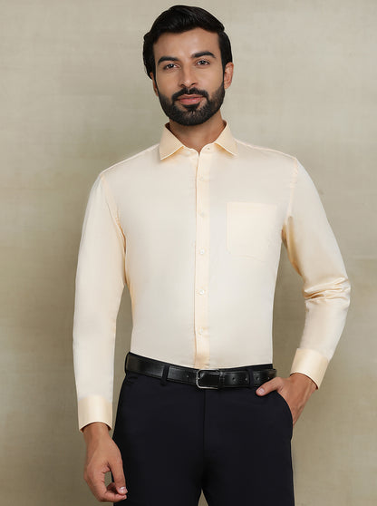 Peach Solid Regular Fit Formal Shirt | JadeBlue