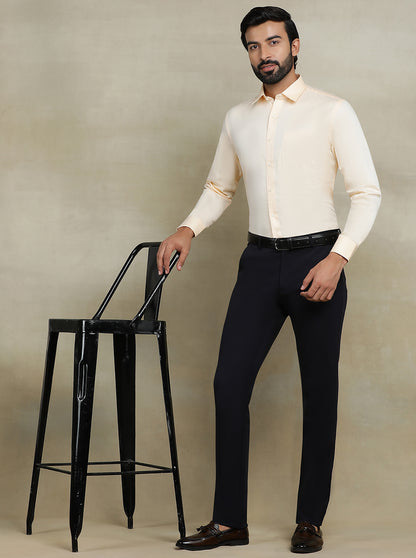 Peach Solid Regular Fit Formal Shirt | JadeBlue