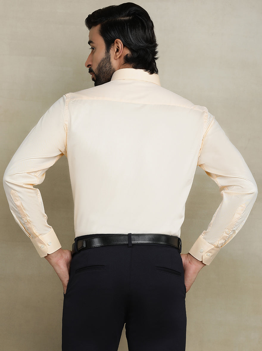 Peach Solid Regular Fit Formal Shirt | JadeBlue