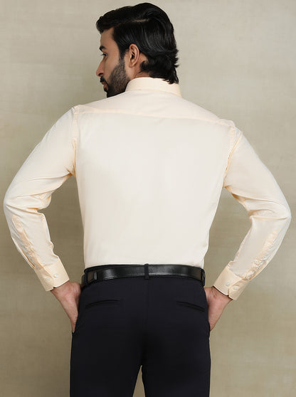Peach Solid Regular Fit Formal Shirt | JadeBlue