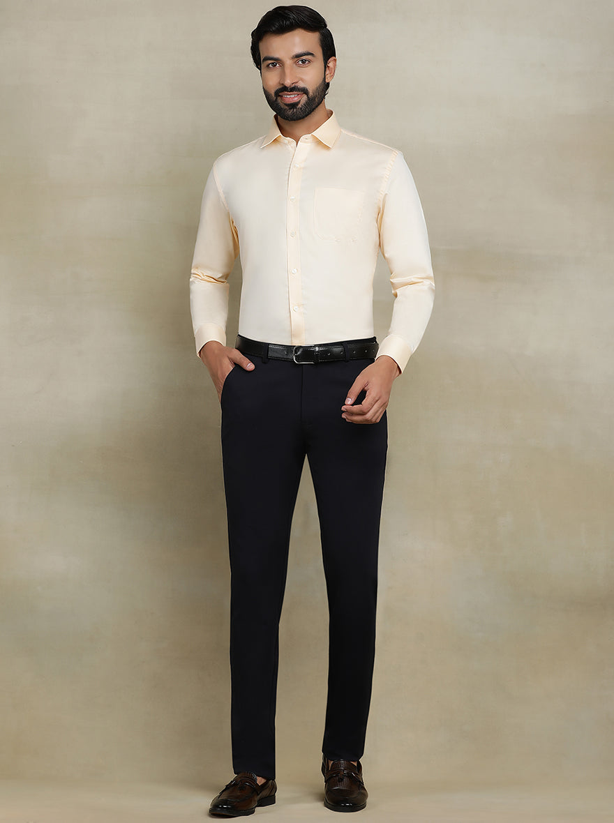 Peach Solid Regular Fit Formal Shirt | JadeBlue