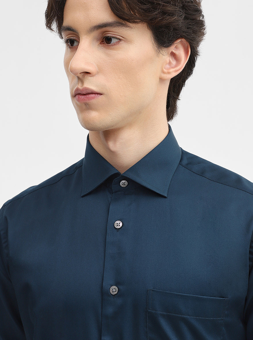 Green Solid Slim Fit Formal Shirt | JadeBlue Super Luxe