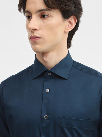 Green Solid Slim Fit Formal Shirt | JadeBlue Super Luxe