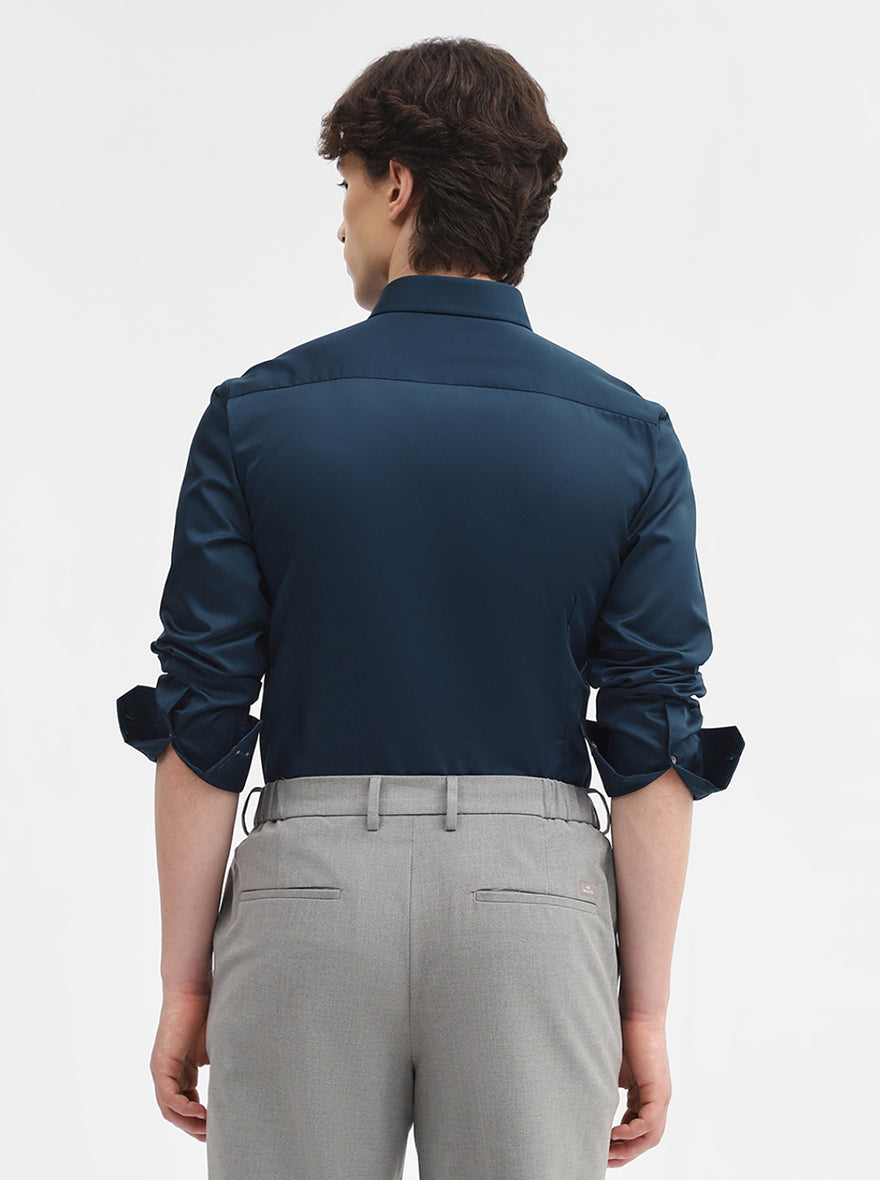 Green Solid Slim Fit Formal Shirt | JadeBlue Super Luxe