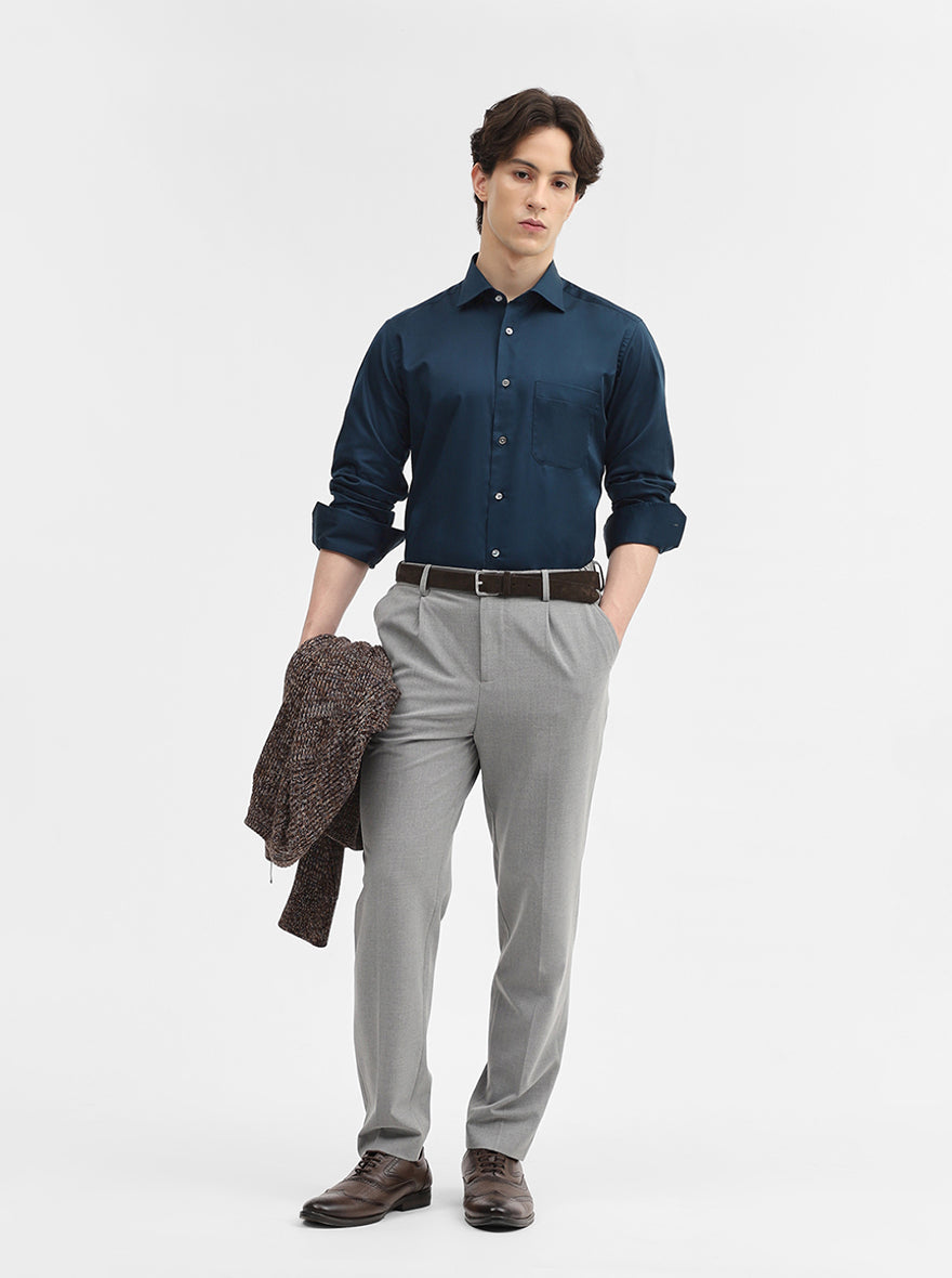 Green Solid Slim Fit Formal Shirt | JadeBlue Super Luxe