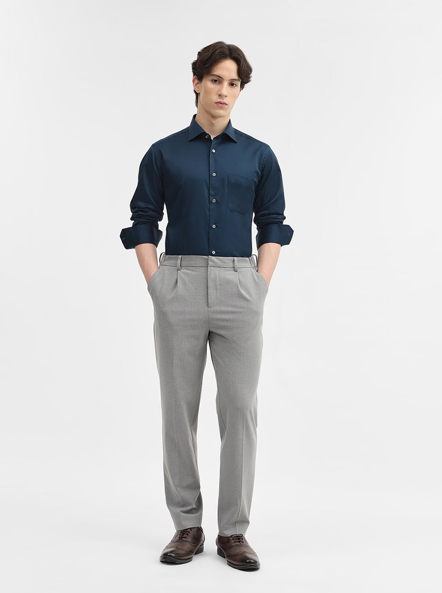 Green Solid Slim Fit Formal Shirt | JadeBlue Super Luxe