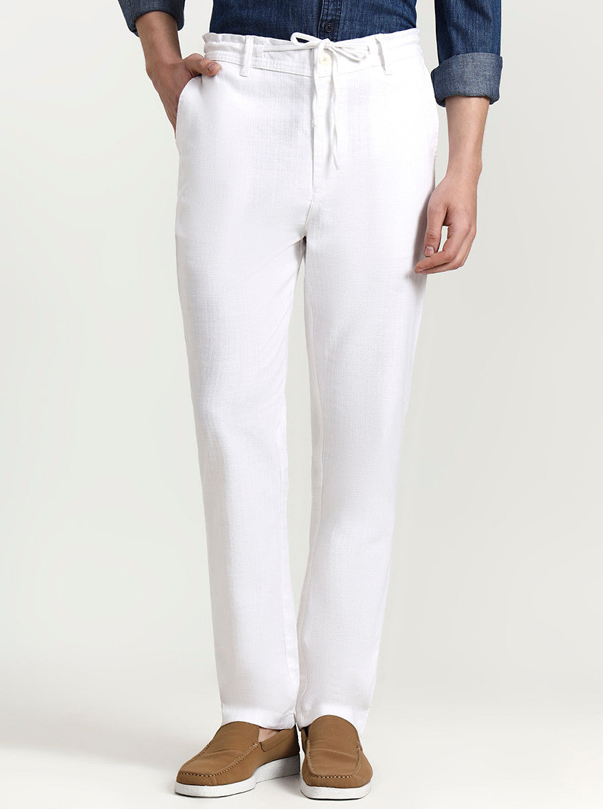 White Striped Regular Fit Track Pant | JadeBlue