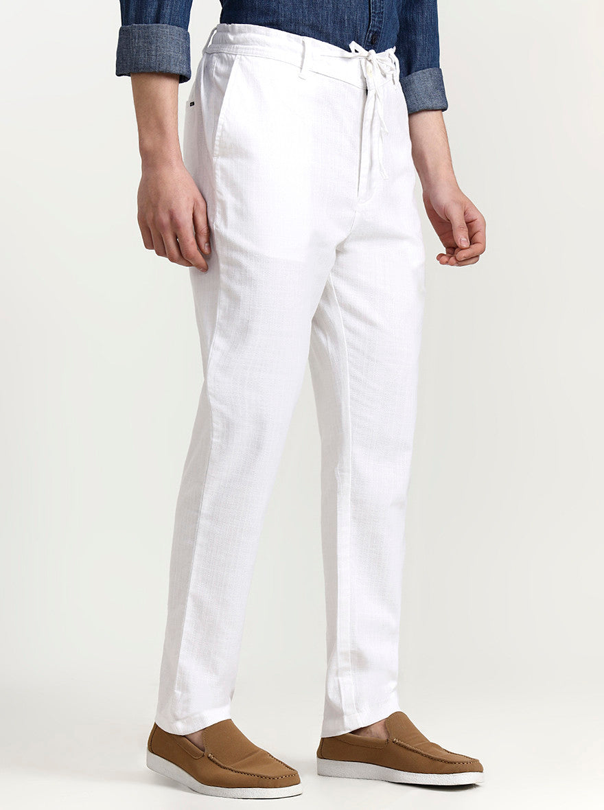White Striped Regular Fit Track Pant | JadeBlue
