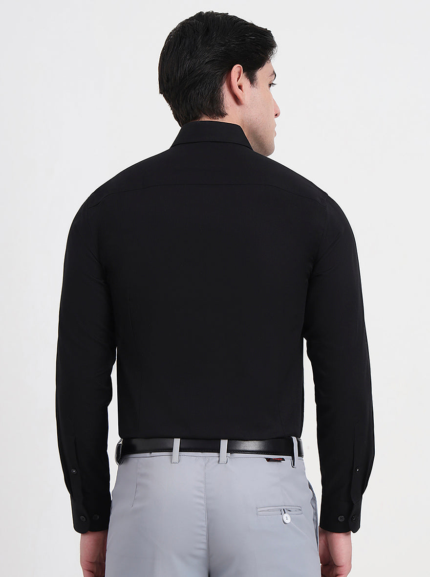 Black Solid Slim Fit Formal Shirt | Metal