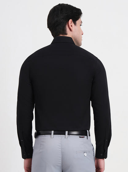 Black Solid Slim Fit Formal Shirt | Metal