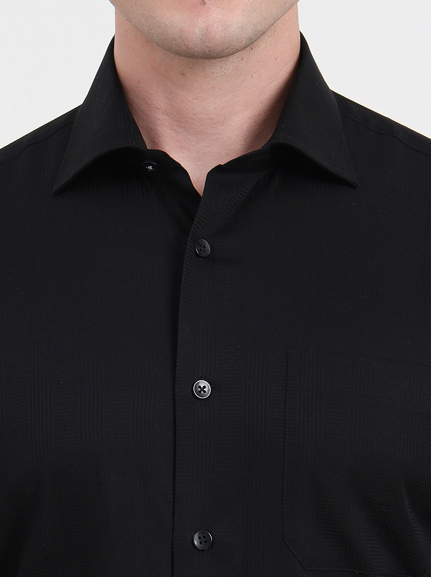 Black Solid Slim Fit Formal Shirt | Metal