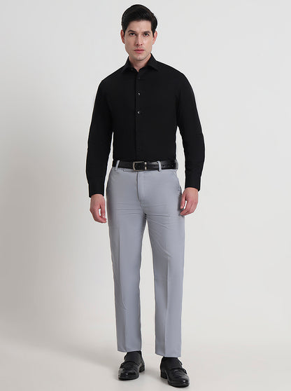 Black Solid Slim Fit Formal Shirt | Metal