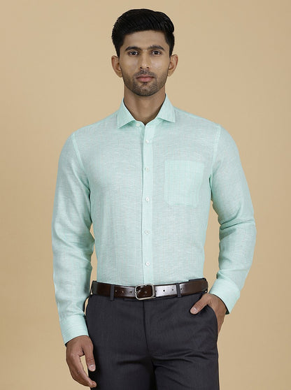 Green Solid Regular Fit Formal Shirt | JadeBlue