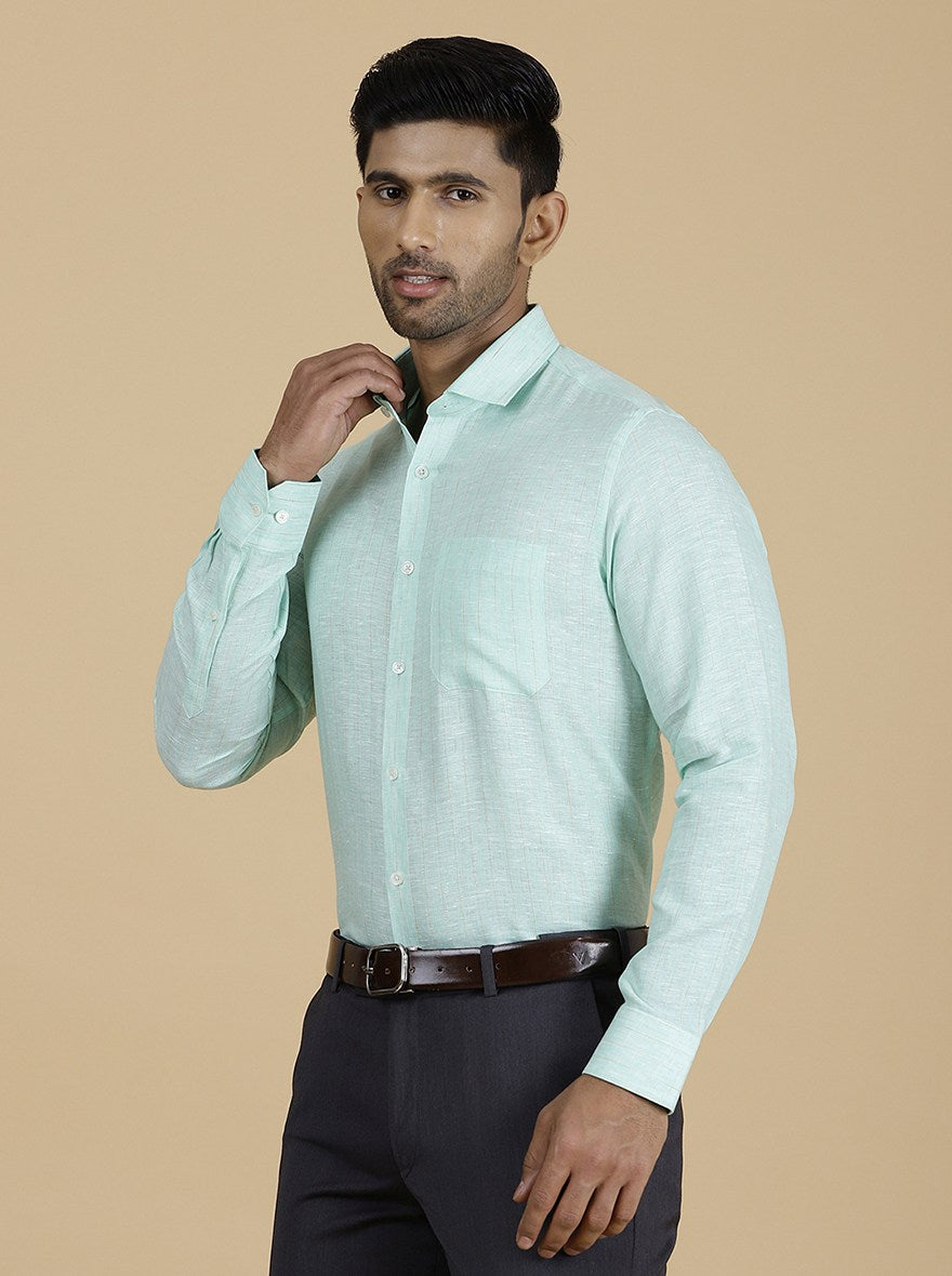 Green Solid Regular Fit Formal Shirt | JadeBlue