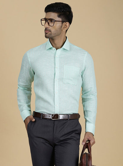 Green Solid Regular Fit Formal Shirt | JadeBlue
