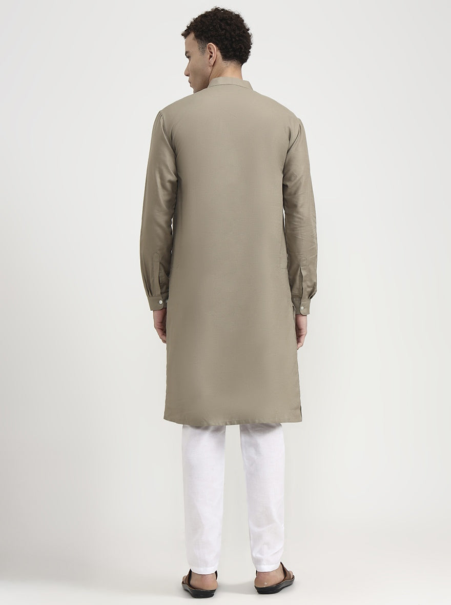 Fawn Solid  Modi Kurta | JadeBlue