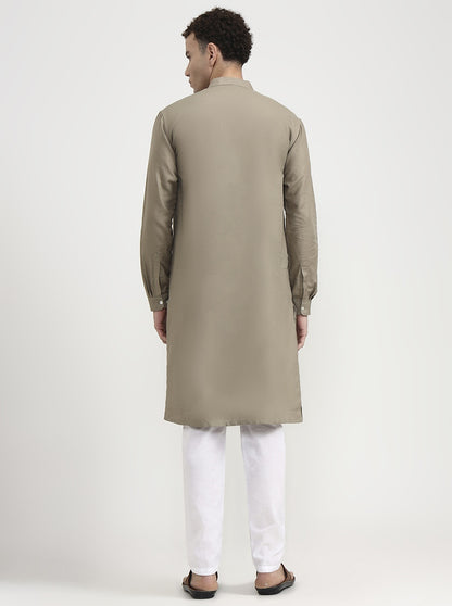 Fawn Solid  Modi Kurta | JadeBlue