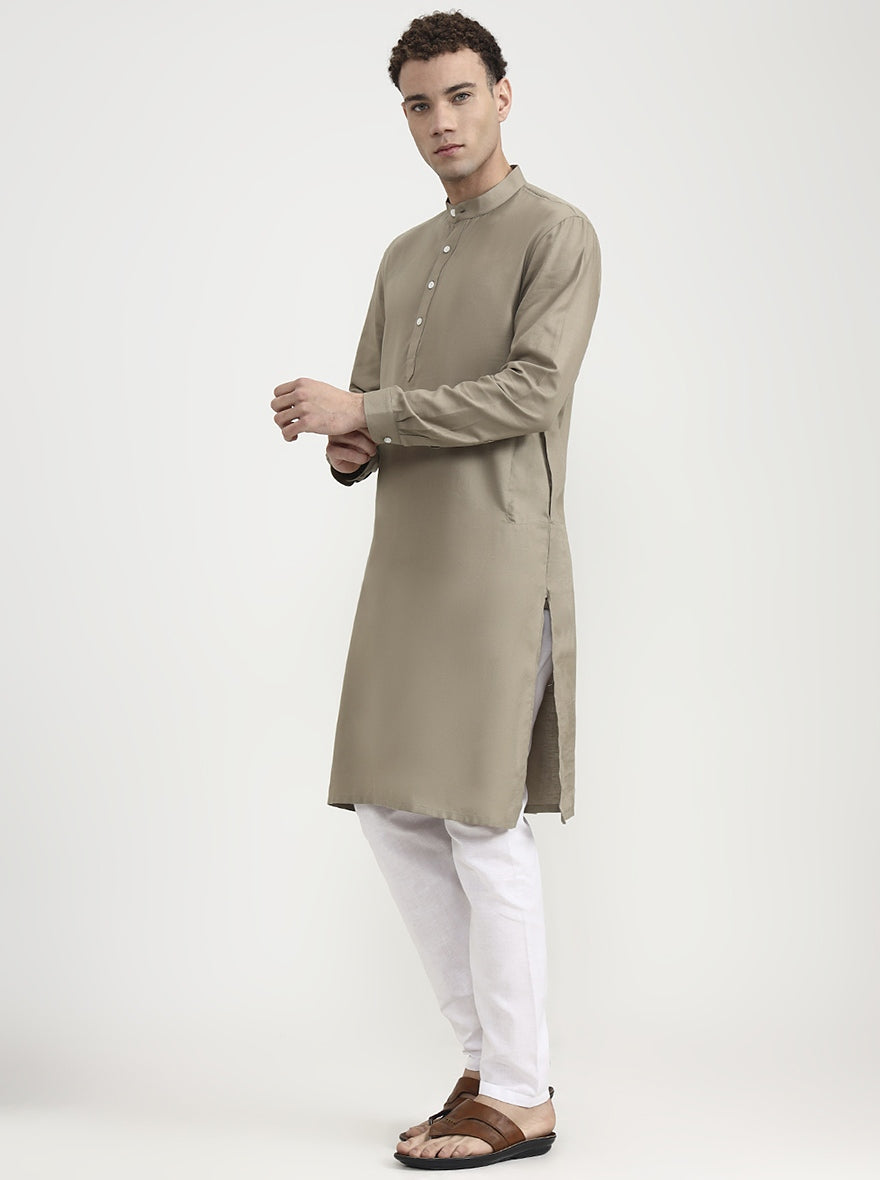 Fawn Solid  Modi Kurta | JadeBlue