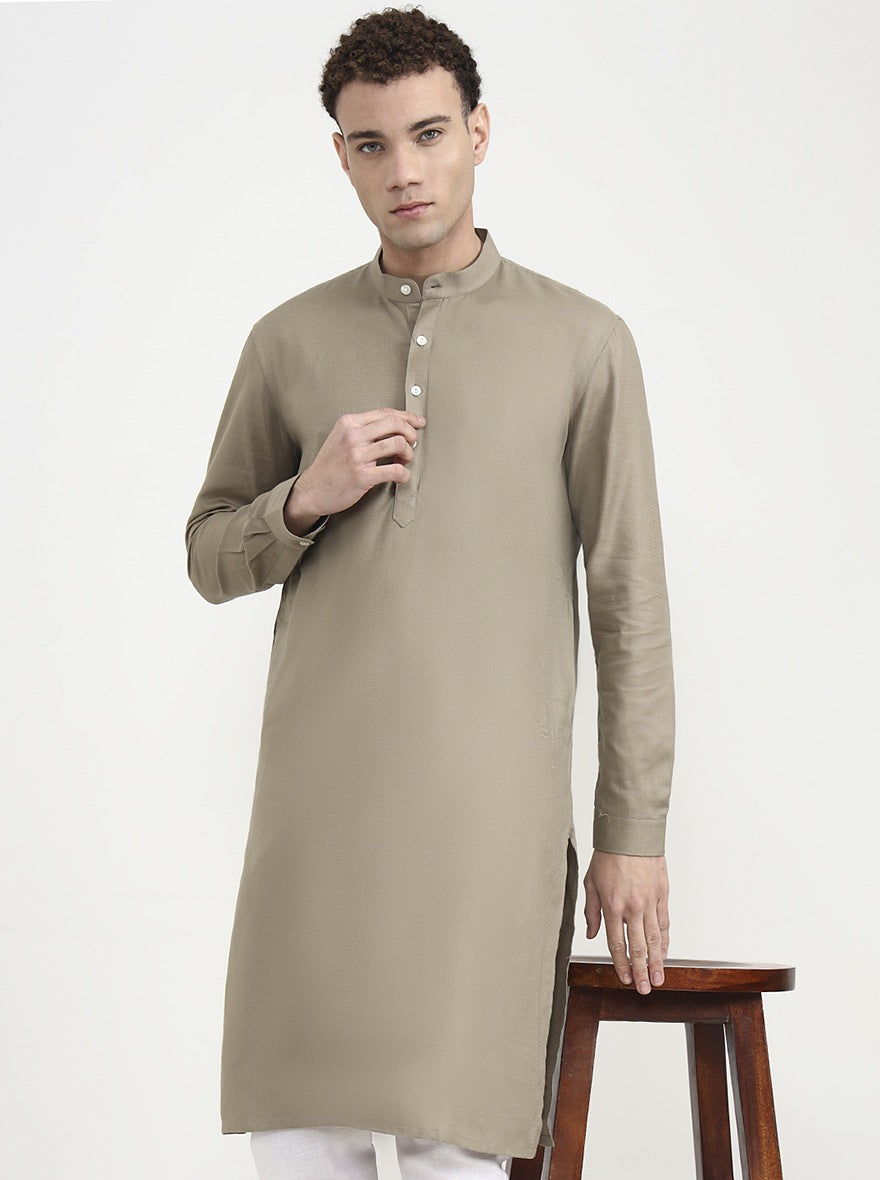 Fawn Solid  Modi Kurta | JadeBlue
