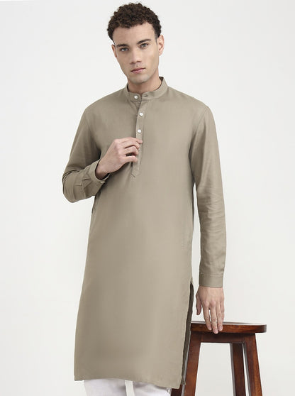 Fawn Solid  Modi Kurta | JadeBlue