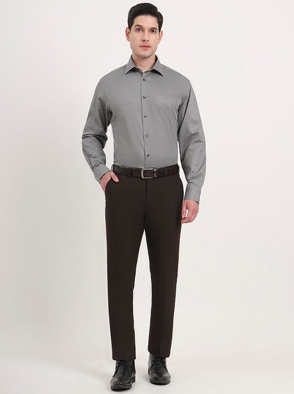 Brown Solid Slim Fit Formal Trouser | Greenfibre