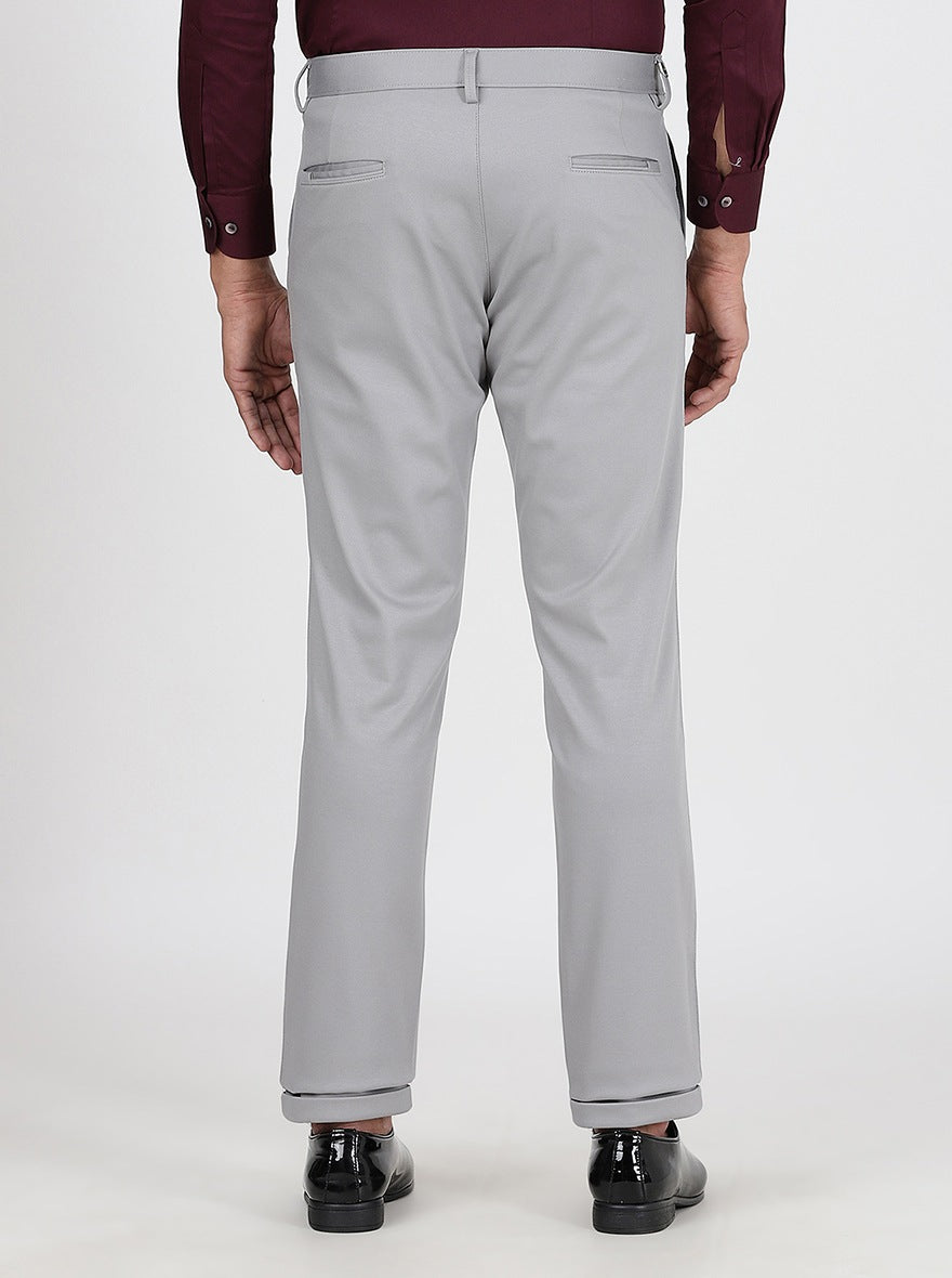 Light Grey Solid Slim Fit Club Wear Trouser | JB Studio