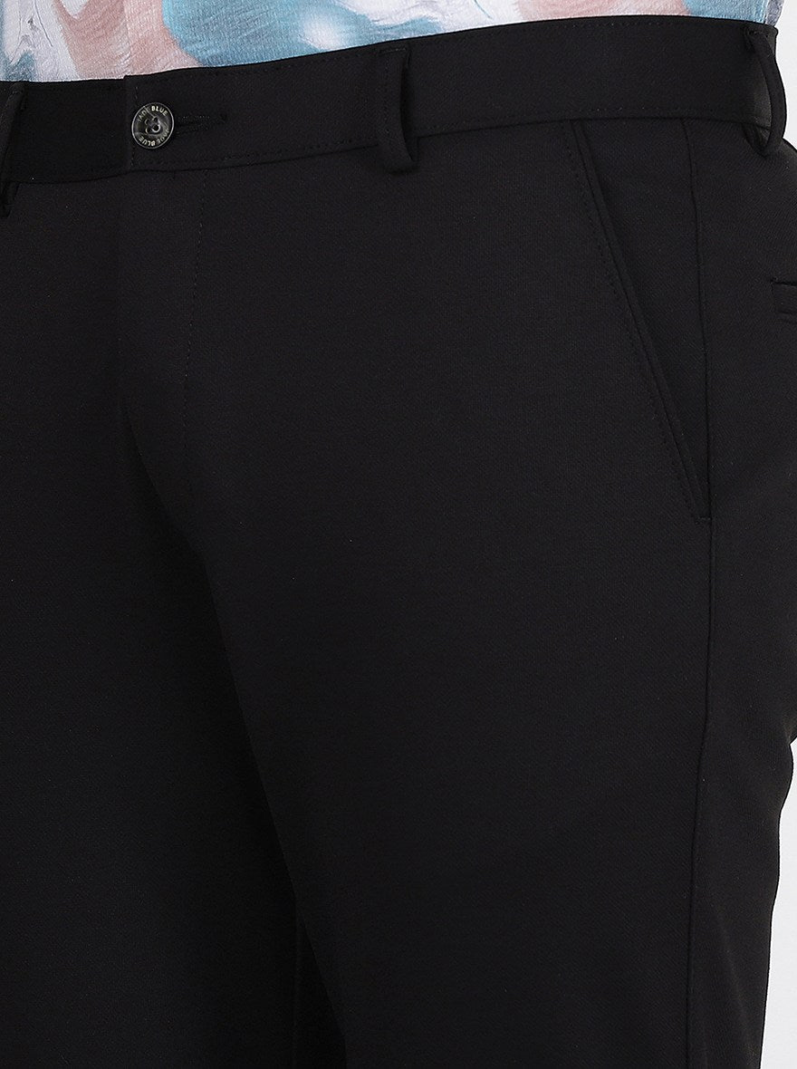 Black Solid Slim Fit Club Wear Trouser | JB Studio