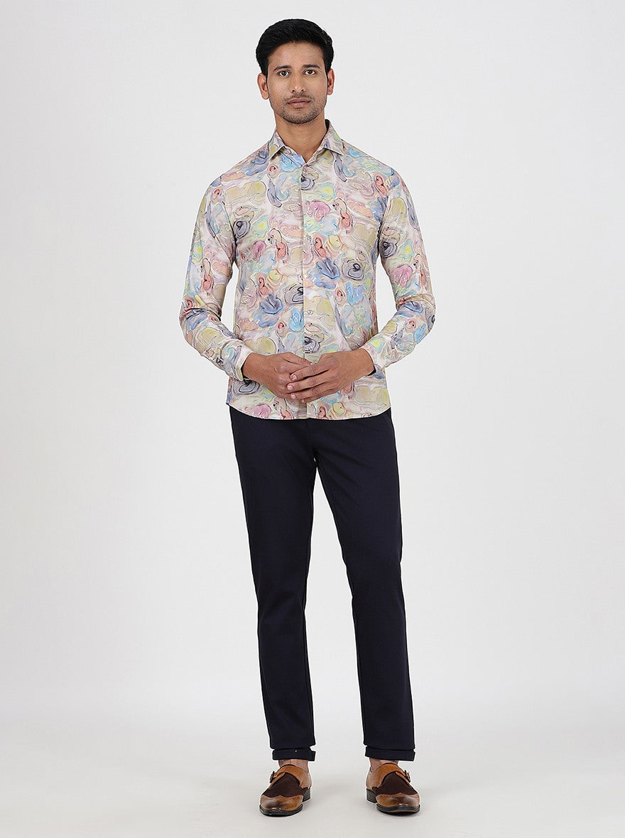 Navy Blue Solid Slim Fit Club Wear Trouser | JB Studio