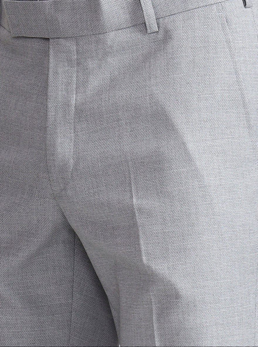 Light Grey Printed Slim Fit Formal Trouser | Wyre