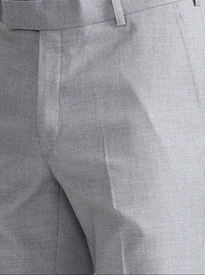 Light Grey Printed Slim Fit Formal Trouser | Wyre