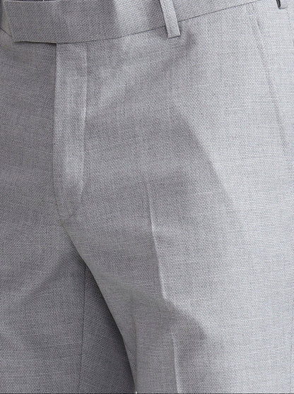 Light Grey Printed Slim Fit Formal Trouser | Wyre
