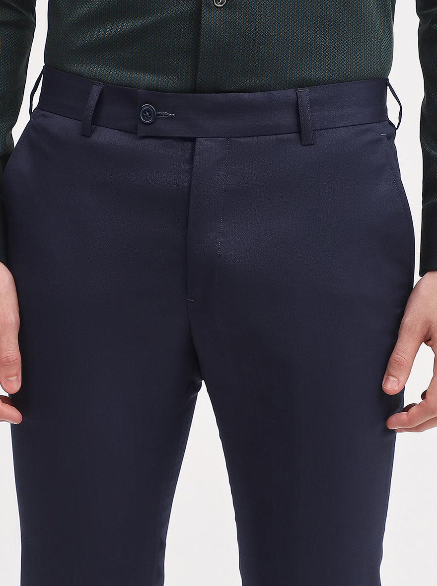 Blue Solid Slim Fit Formal Trouser | JadeBlue Super Luxe