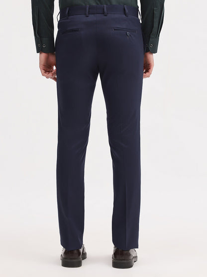 Blue Solid Slim Fit Formal Trouser | JadeBlue Super Luxe