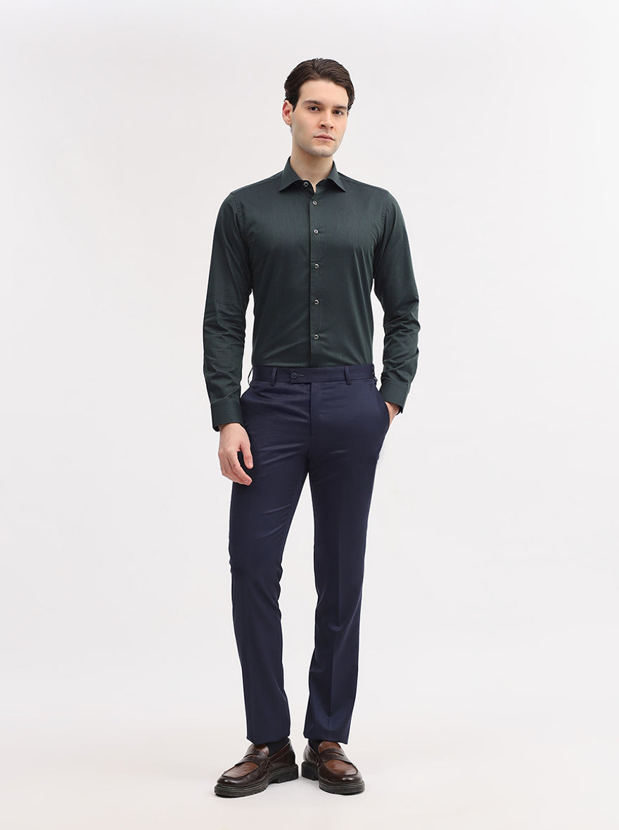 Blue Solid Slim Fit Formal Trouser | JadeBlue Super Luxe
