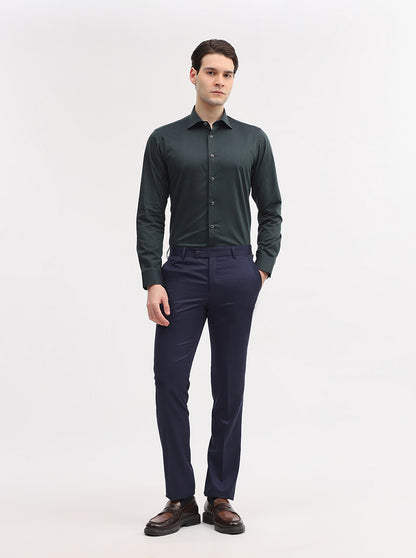 Blue Solid Slim Fit Formal Trouser | JadeBlue Super Luxe