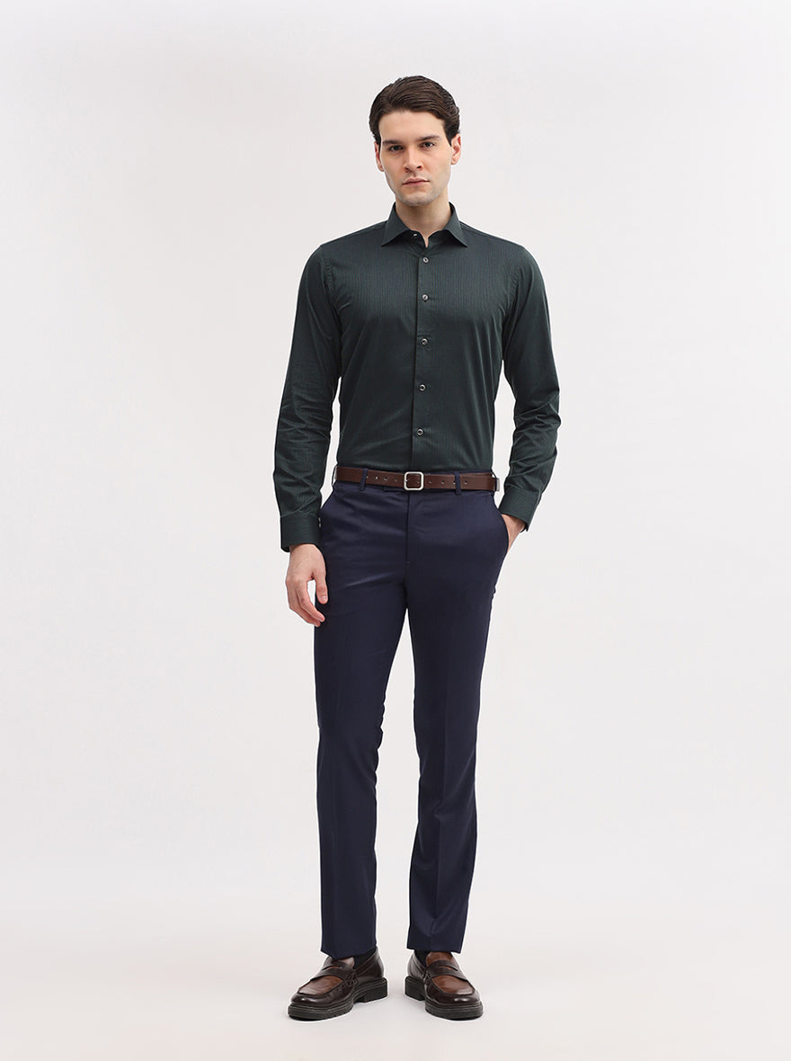 Blue Solid Slim Fit Formal Trouser | JadeBlue Super Luxe