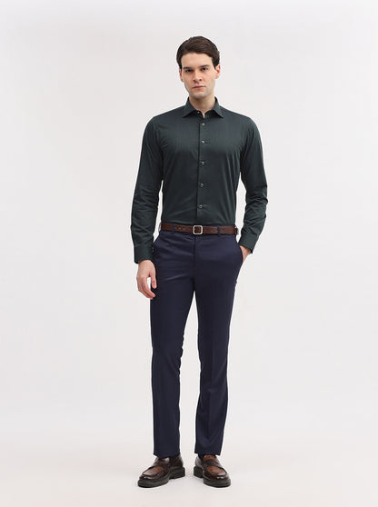 Blue Solid Slim Fit Formal Trouser | JadeBlue Super Luxe