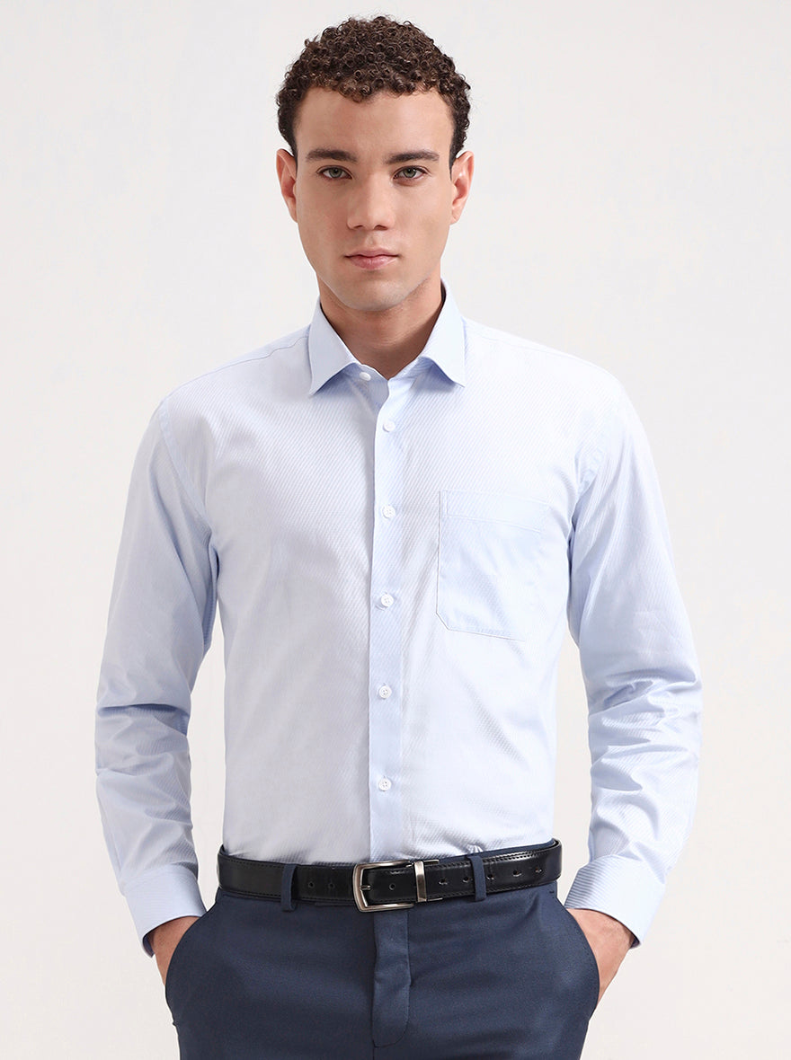 Sky Blue Solid Regular Fit Formal Shirt | JadeBlue