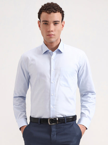 Sky Blue Solid Regular Fit Formal Shirt | JadeBlue