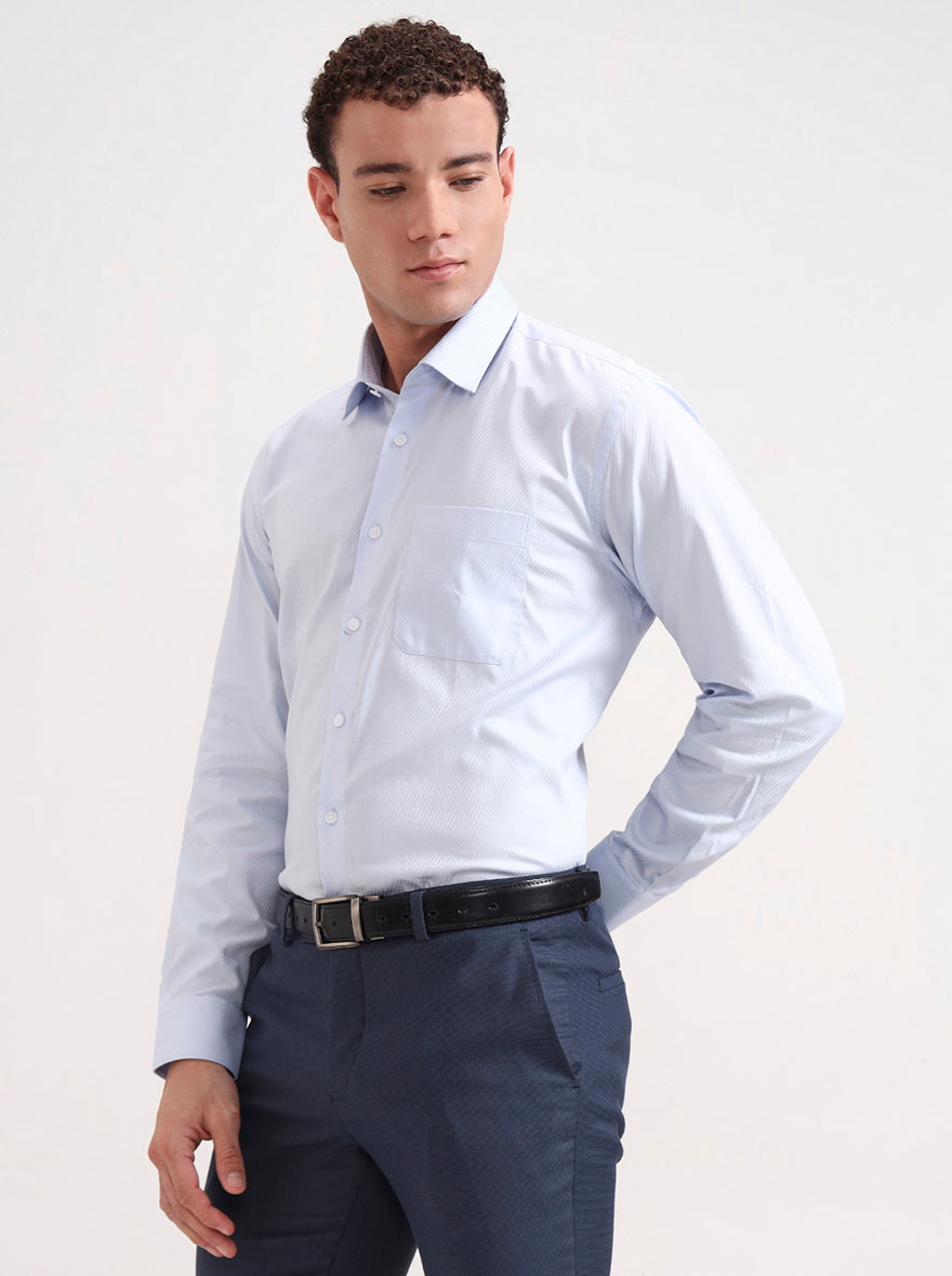 Sky Blue Solid Regular Fit Formal Shirt | JadeBlue