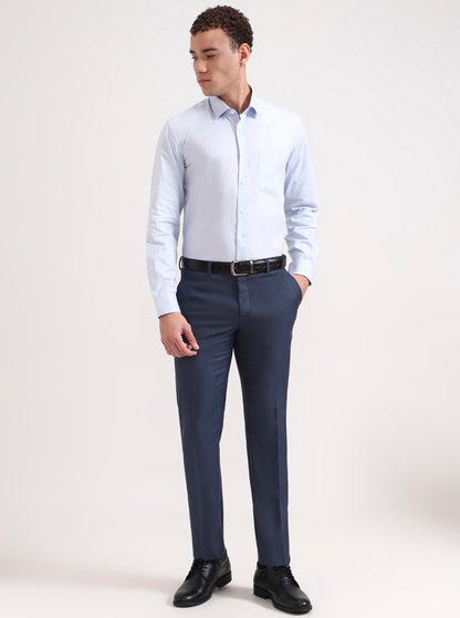 Sky Blue Solid Regular Fit Formal Shirt | JadeBlue