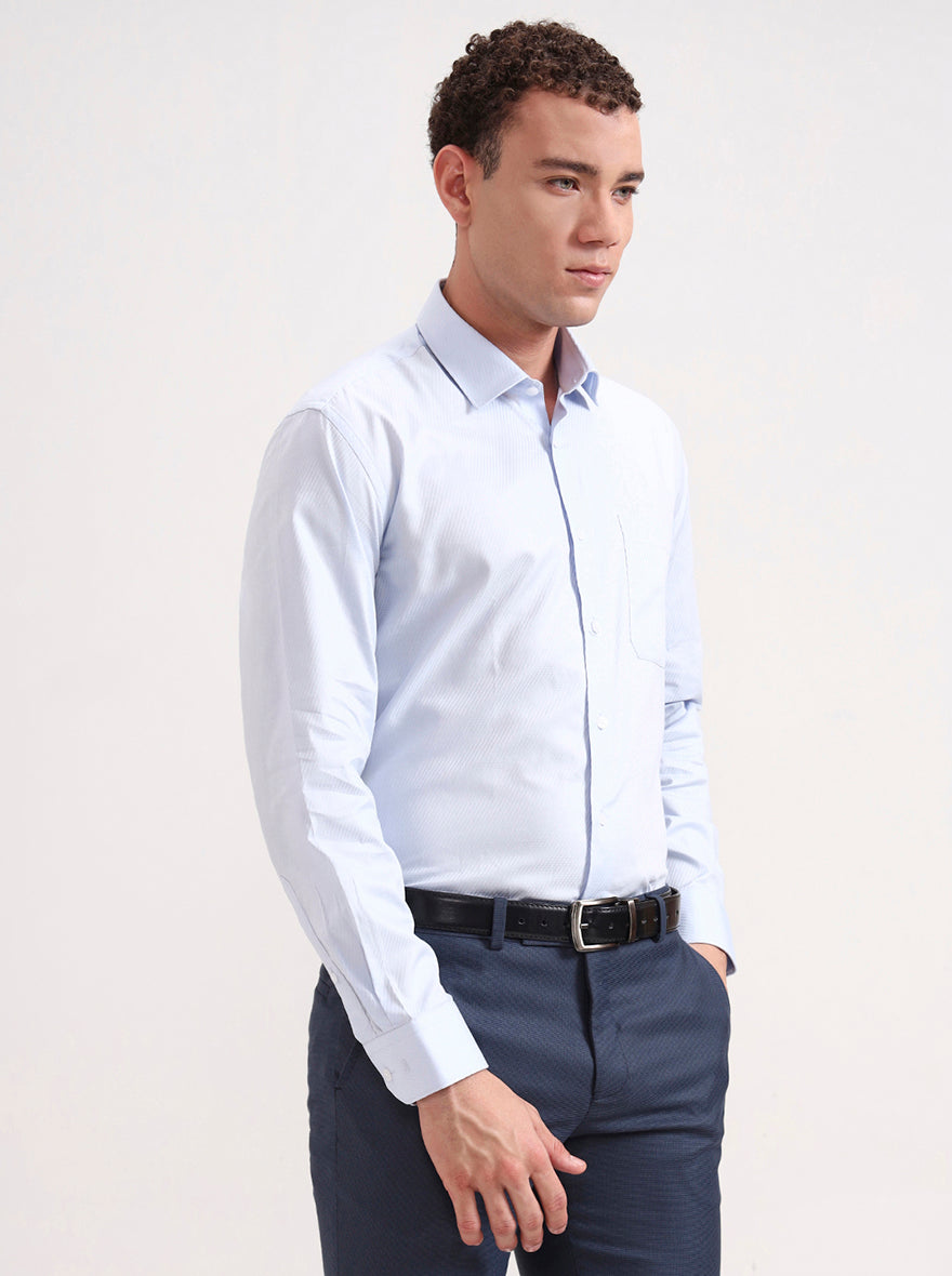Sky Blue Solid Regular Fit Formal Shirt | JadeBlue