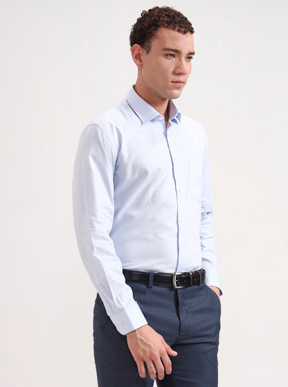 Sky Blue Solid Regular Fit Formal Shirt | JadeBlue