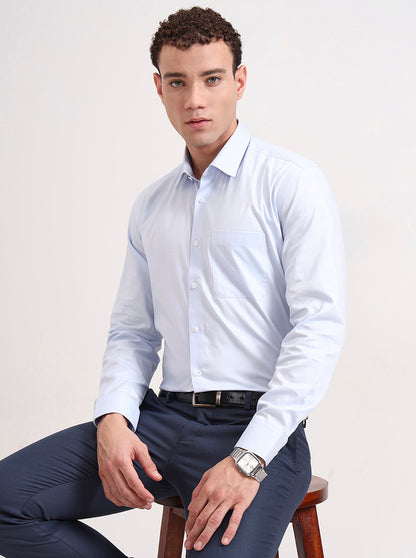 Sky Blue Solid Regular Fit Formal Shirt | JadeBlue