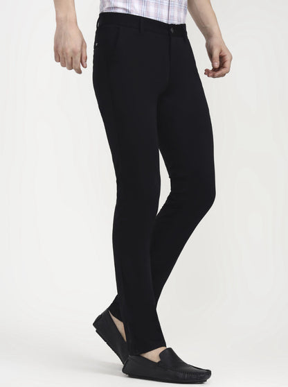 Black Solid Uno Fit Casual Trouser | JadeBlue