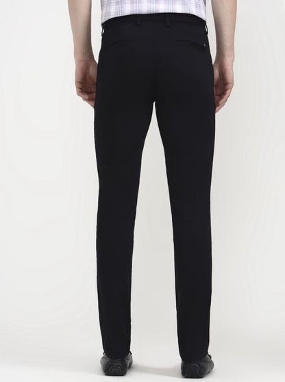 Black Solid Uno Fit Casual Trouser | JadeBlue