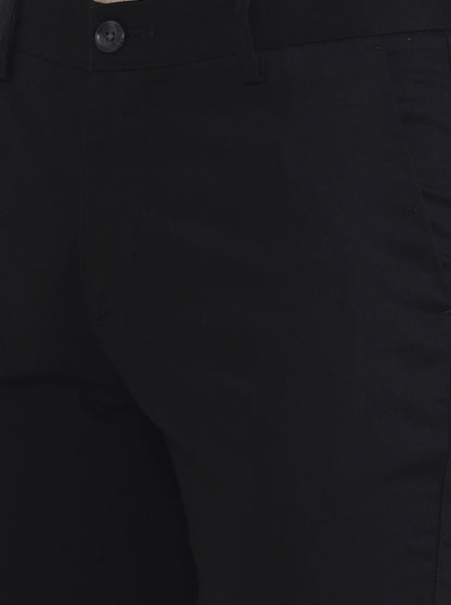 Black Solid Uno Fit Casual Trouser | JadeBlue