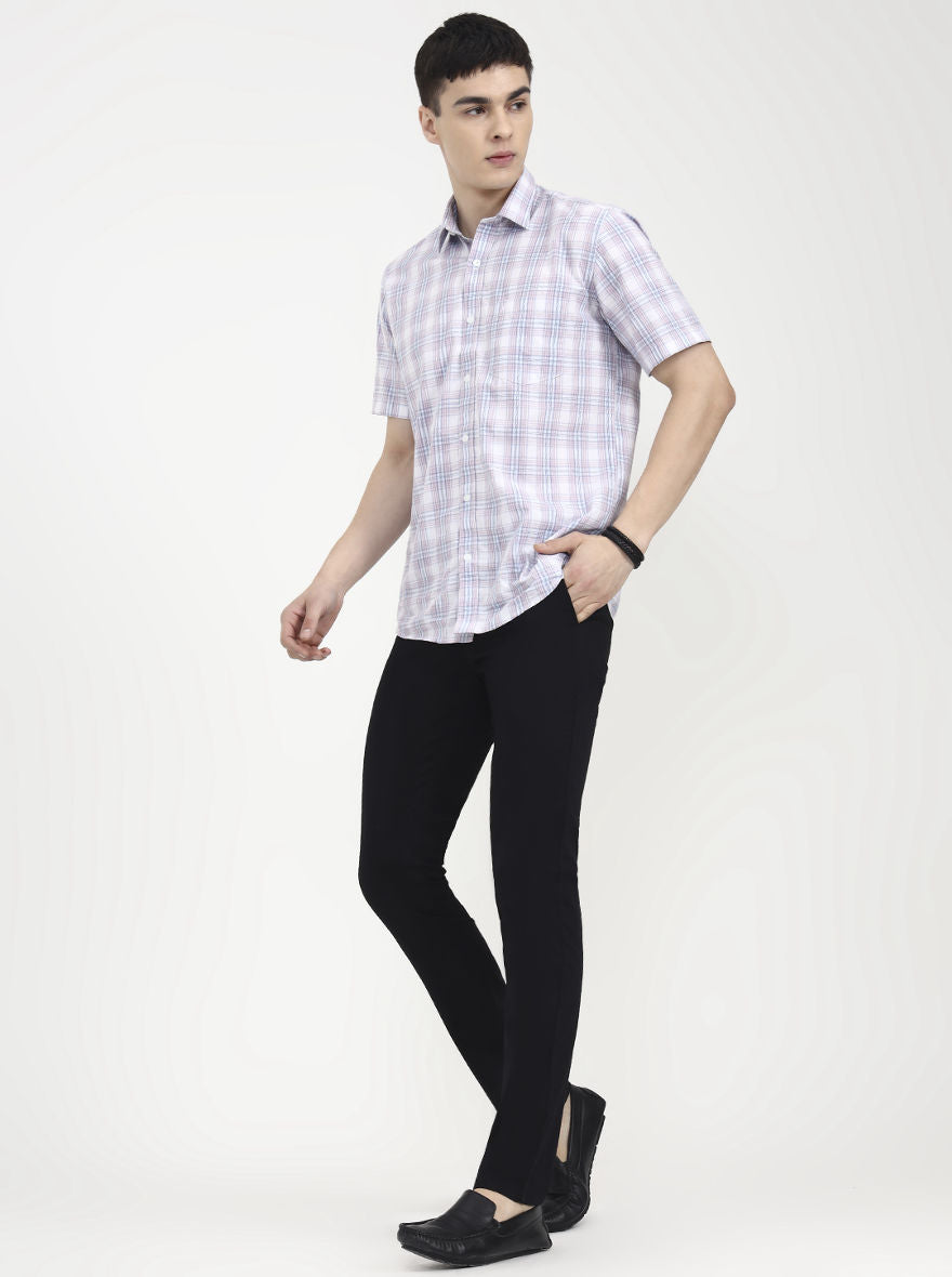 Black Solid Uno Fit Casual Trouser | JadeBlue